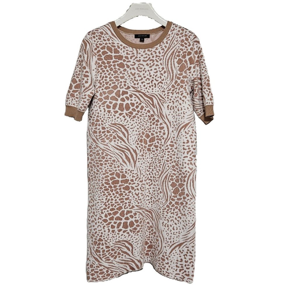 Ann Taylor Mixed Animal Print Sweater Shift Dress Size M Like New! ✨HP✨
